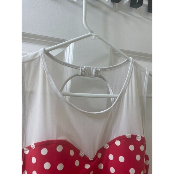 Niptuck Multifit Cup Red Polka Dot Ruched One Piece Swim Bathing Suit Pinup 10 - Picture 5 of 9